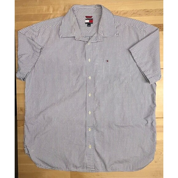 Tommy Hilfiger Button-Down Short Sleeve Shirt with Pocket - White w/ Stripes XXL - Picture 1 of 12